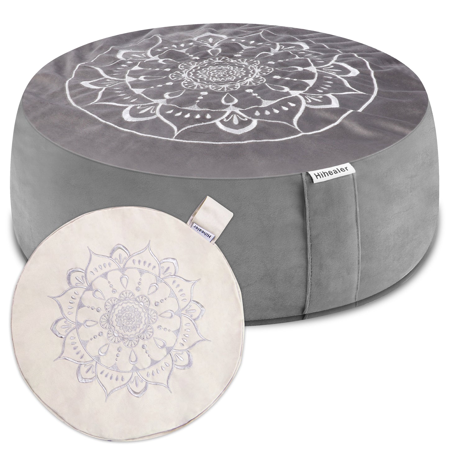 Hihealer Meditation Cushion, Traditional Tibetan Meditation Pillow Velvet Cover - Large Floor Cushion Seating for Adults - Yoga Buckwheat Bolster for Women、Moms