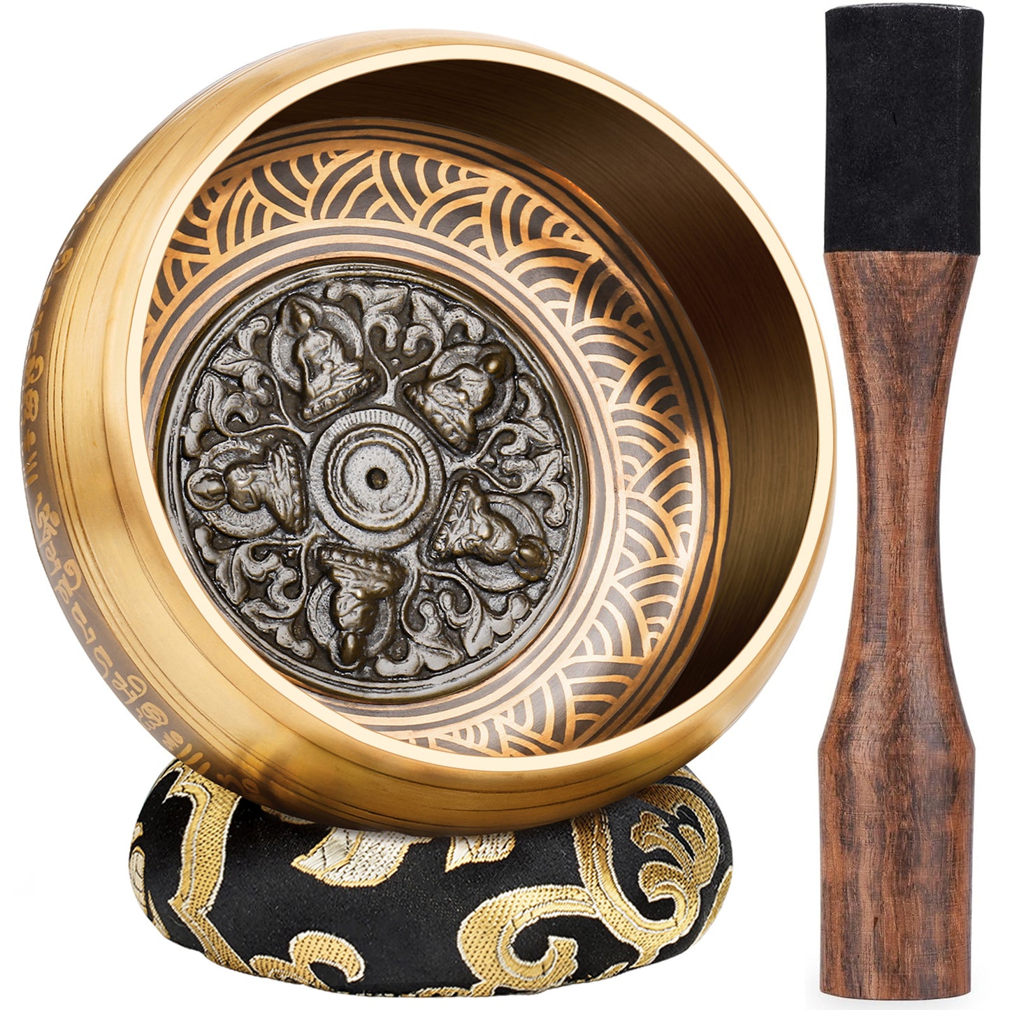 Tibetan Singing Bowl Set — Meditation Sound Bowl Handcrafted in Nepal for Yoga, Chakra Healing, Mindfulness, and Stress Relief — Self-Care Spiritual Gifts for Women and Men