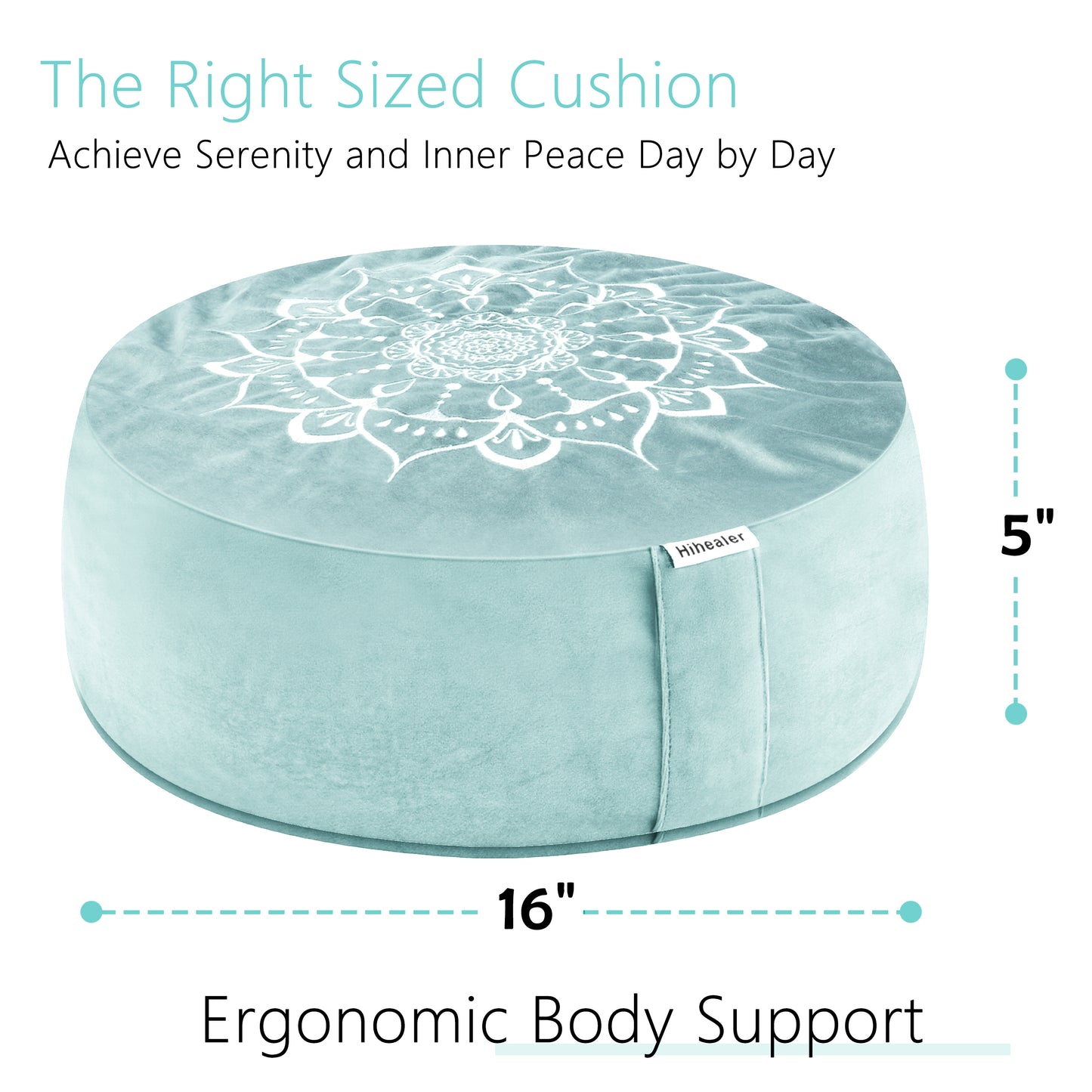 Hihealer Meditation Cushion, Traditional Tibetan Meditation Pillow Velvet Cover - Large Floor Cushion Seating for Adults - Yoga Buckwheat Bolster for Women、Moms