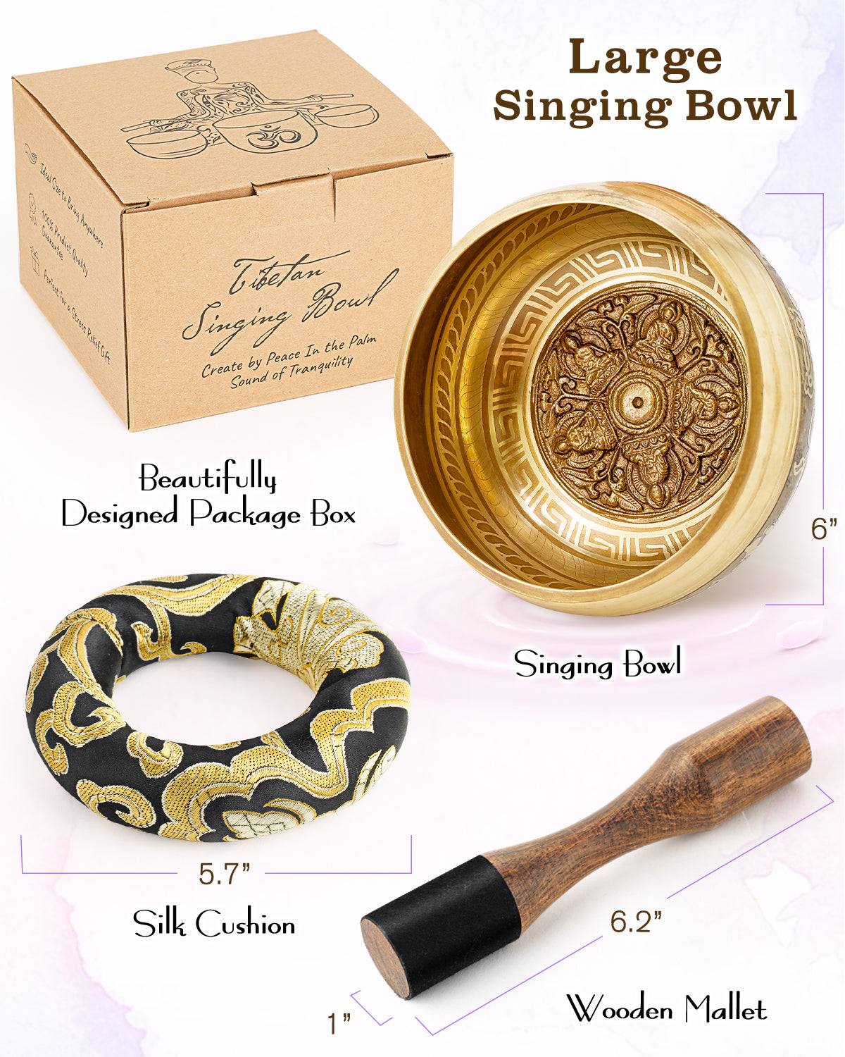 Hihealer Tibetan Singing Bowls, Meditation Sound Bowls Handcrafted in Nepal for Yoga, Chakra Healing, Mindfulness Self Care Spiritual Gifts for Women and Men