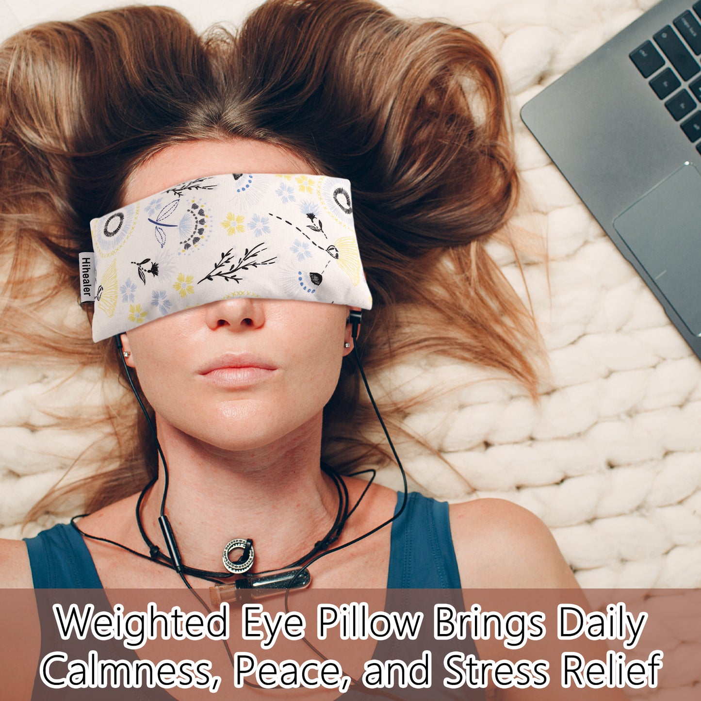 Lavender Eye Pillow for Relaxation, Yoga, Sleep – Weighted Eye Mask for Headache, Sinus, Aromatherapy Moist Heat Compress, Meditation Accessory, Mother's Day Relaxation Gift for Women