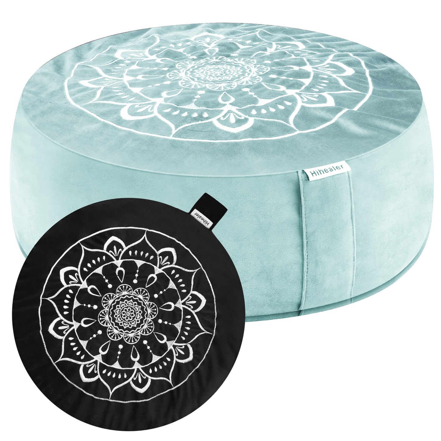 Hihealer Meditation Cushion, Traditional Tibetan Meditation Pillow Velvet Cover - Large Floor Cushion Seating for Adults - Yoga Buckwheat Bolster for Women、Moms