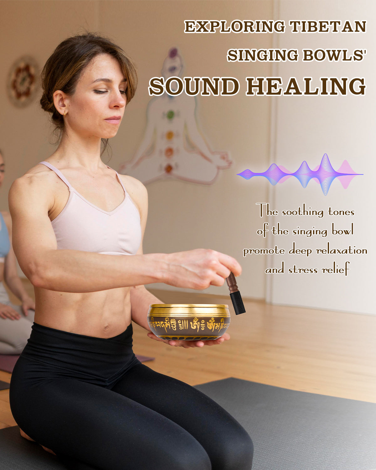 Tibetan Singing Bowl Set — Meditation Sound Bowl Handcrafted in Nepal for Yoga, Chakra Healing, Mindfulness, and Stress Relief — Self-Care Spiritual Gifts for Women and Men