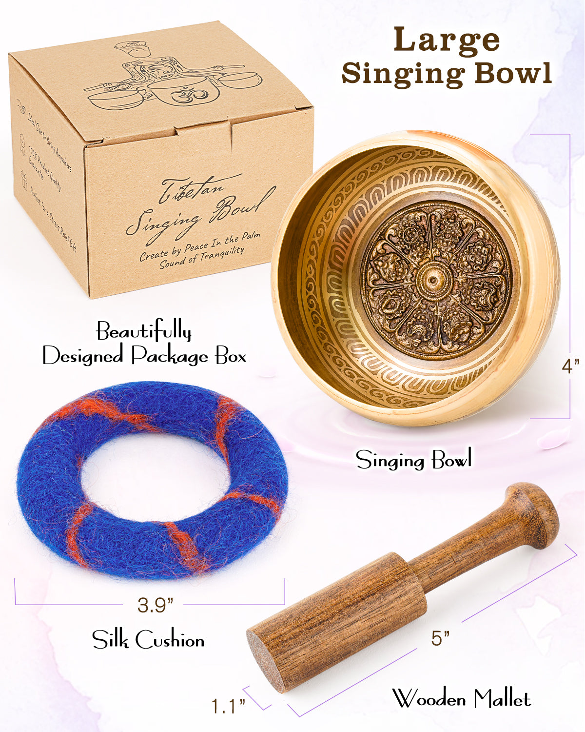 Hihealer Tibetan Singing Bowls, Meditation Sound Bowls Handcrafted in Nepal for Yoga, Chakra Healing, Mindfulness Self Care Spiritual Gifts for Women and Men