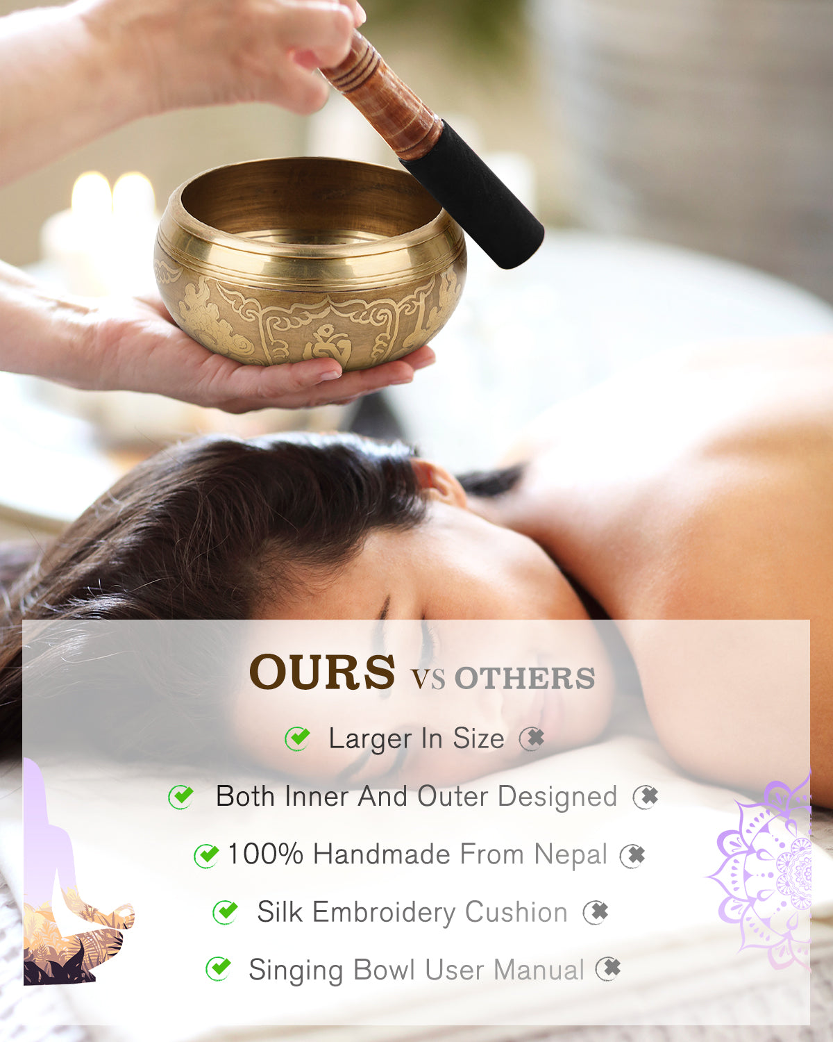 Hihealer Tibetan Singing Bowls, Meditation Sound Bowls Handcrafted in Nepal for Yoga, Chakra Healing, Mindfulness Self Care Spiritual Gifts for Women and Men