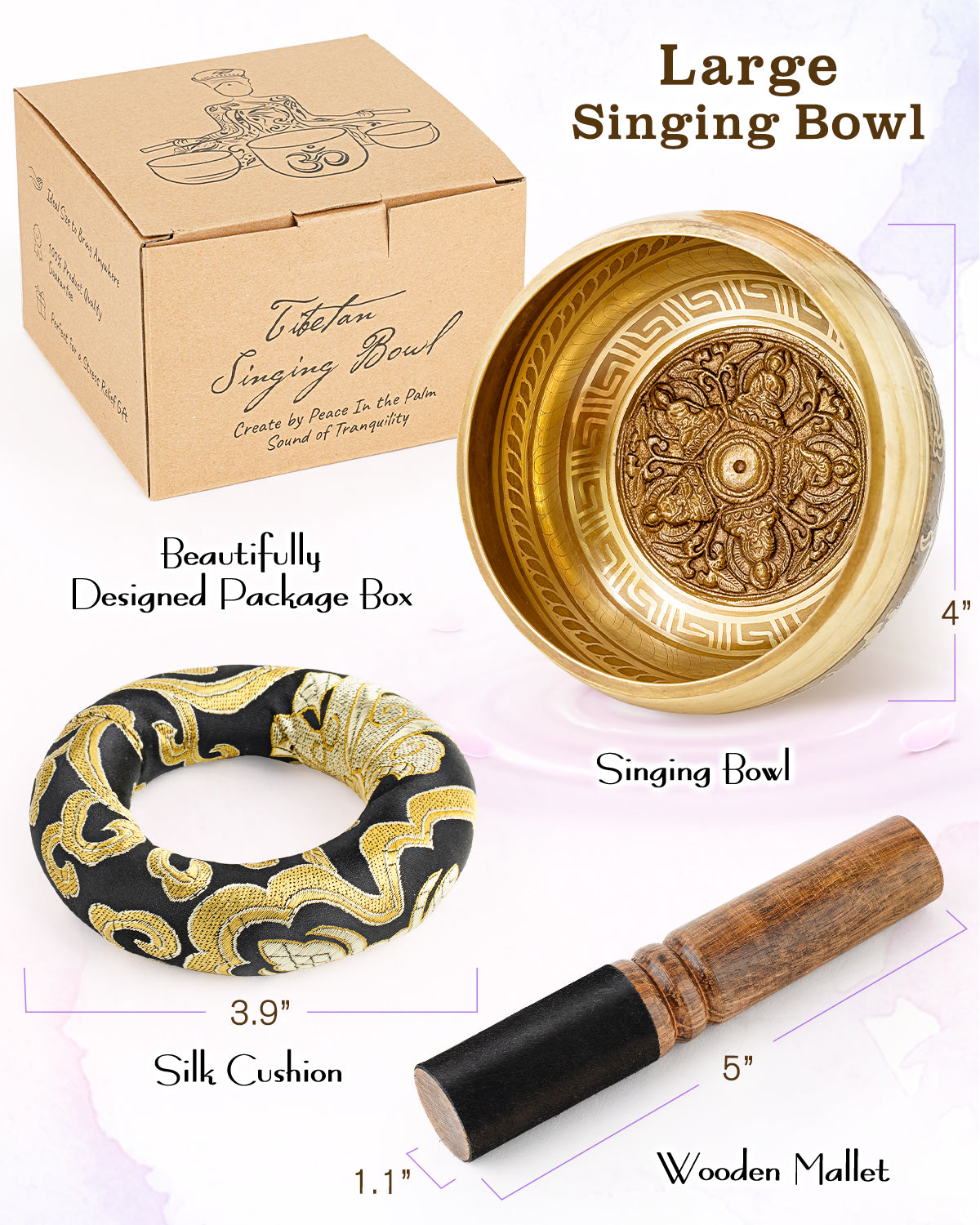 Hihealer Tibetan Singing Bowls, Meditation Sound Bowls Handcrafted in Nepal for Yoga, Chakra Healing, Mindfulness Self Care Spiritual Gifts for Women and Men