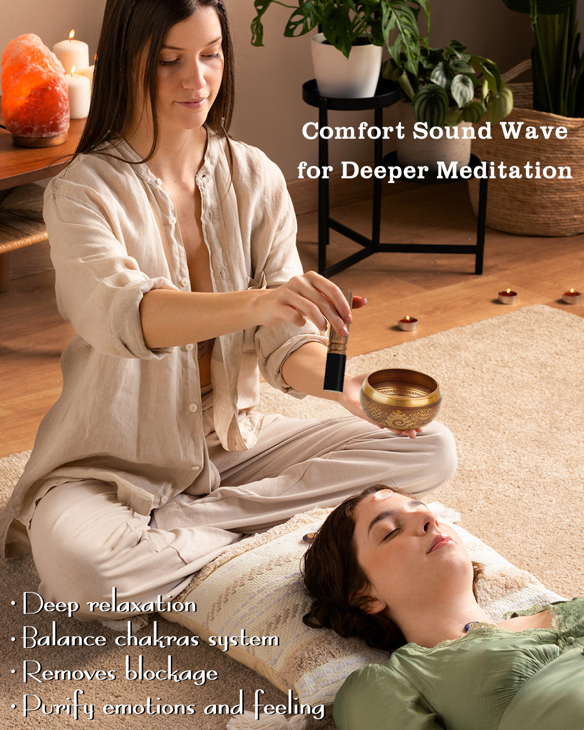 Hihealer Tibetan Singing Bowls, Meditation Sound Bowls Handcrafted in Nepal for Yoga, Chakra Healing, Mindfulness Self Care Spiritual Gifts for Women and Men