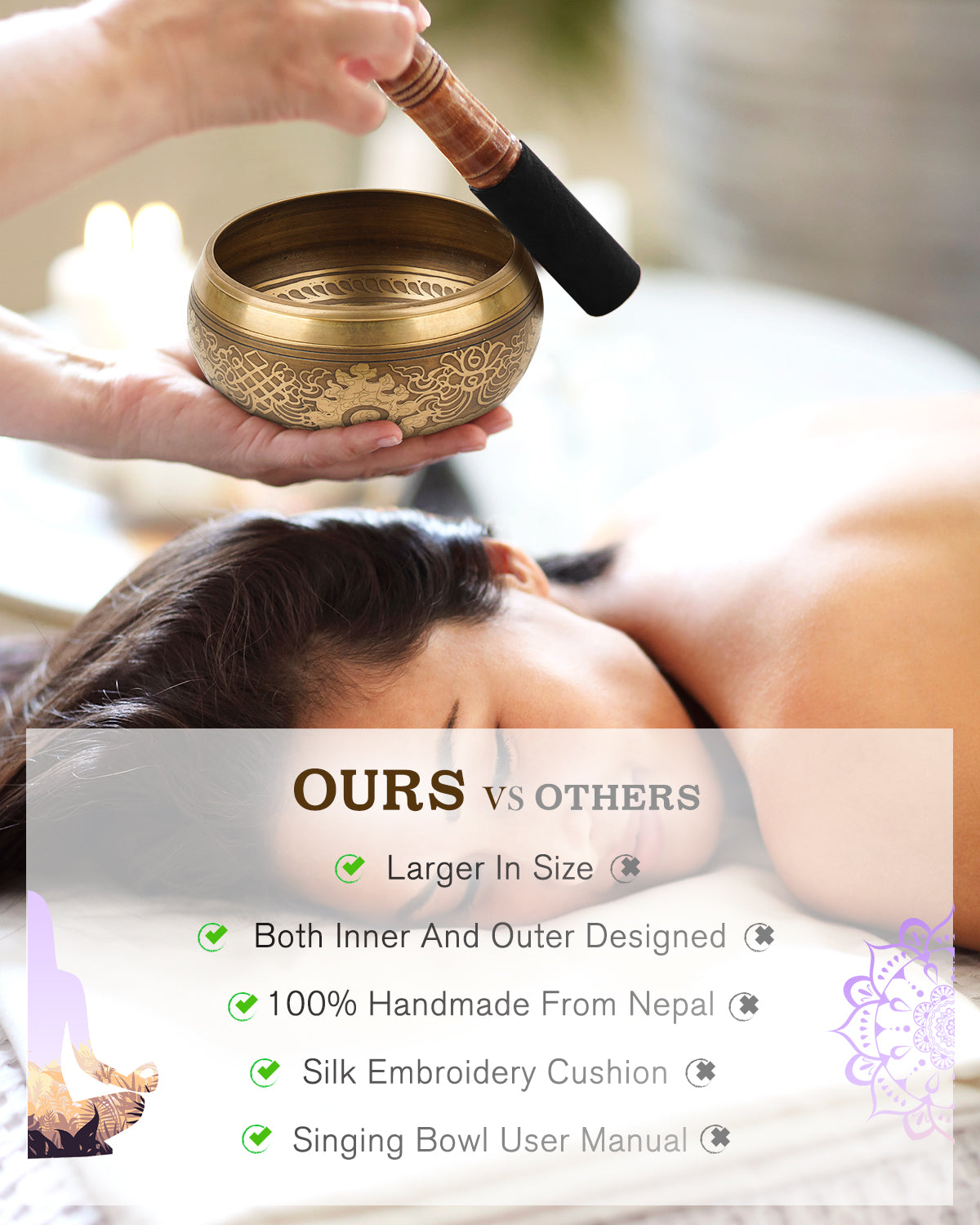 Hihealer Tibetan Singing Bowls, Meditation Sound Bowls Handcrafted in Nepal for Yoga, Chakra Healing, Mindfulness Self Care Spiritual Gifts for Women and Men