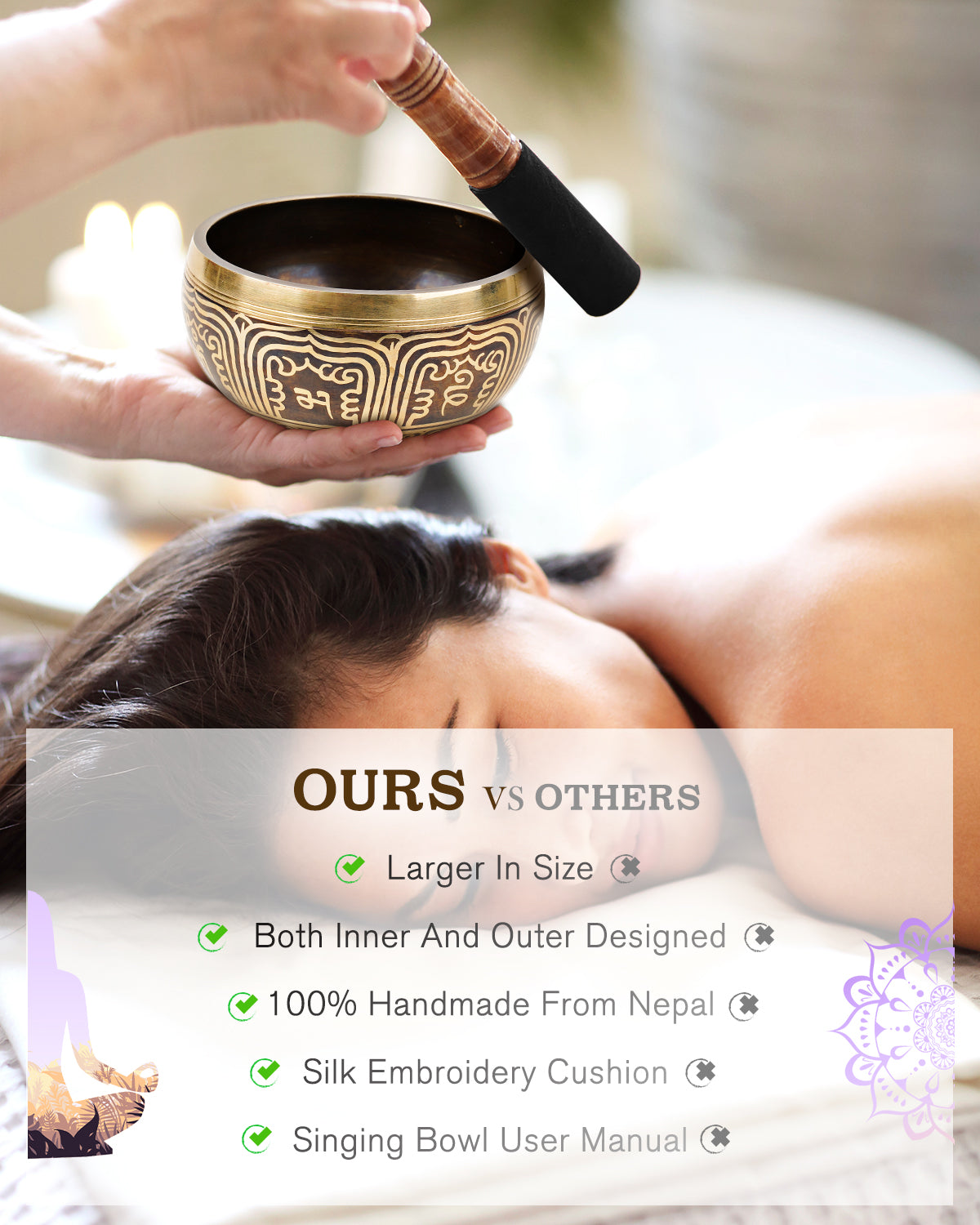 Hihealer Tibetan Singing Bowls, Meditation Sound Bowls Handcrafted in Nepal for Yoga, Chakra Healing, Mindfulness Self Care Spiritual Gifts for Women and Men