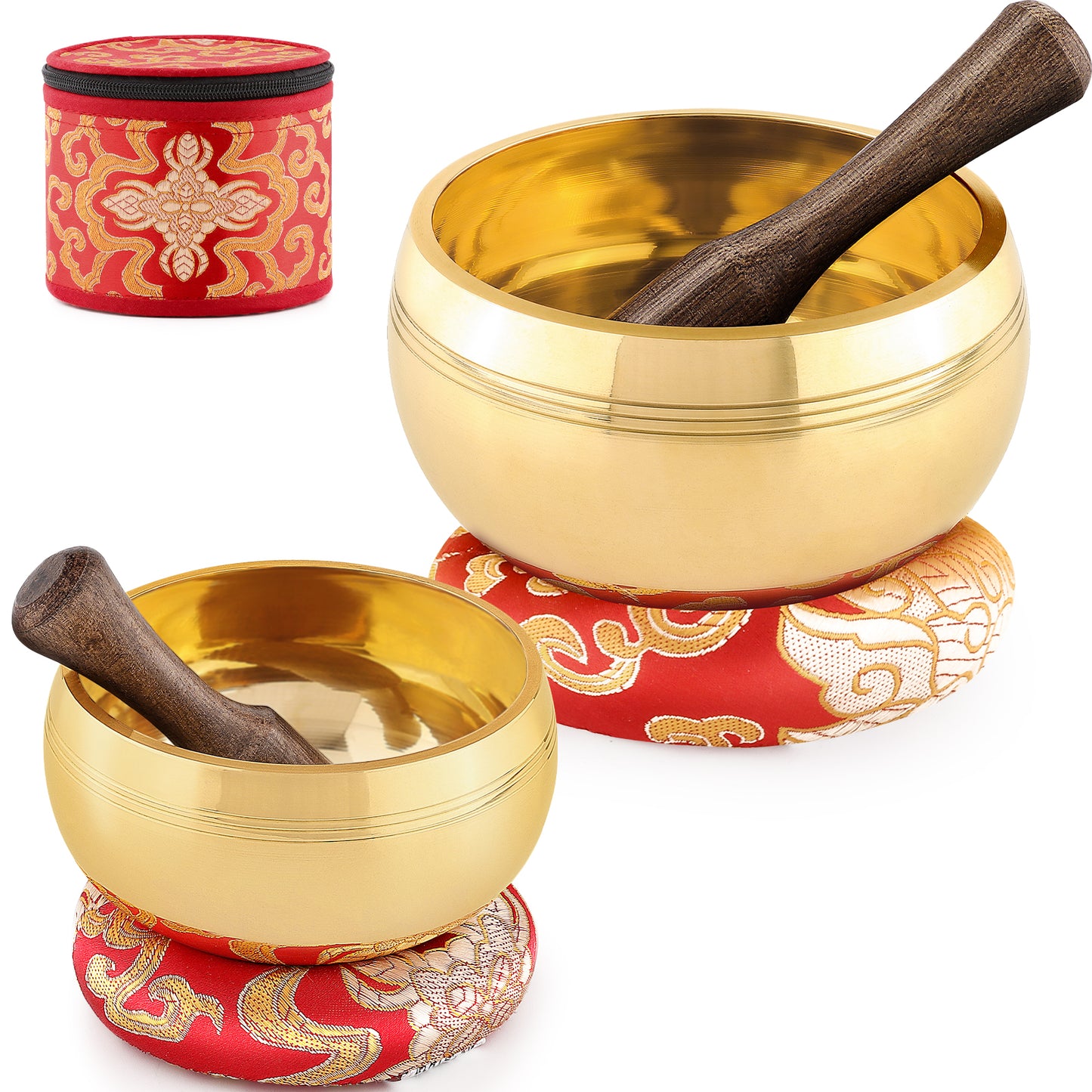 2-Pack Tibetan Singing Bowls Set - 100% Handmade in Nepal, Sound Bowl Meditation Set for Yoga, Chakra Healing, Meditation Gifts, Unique Gifts for Women
