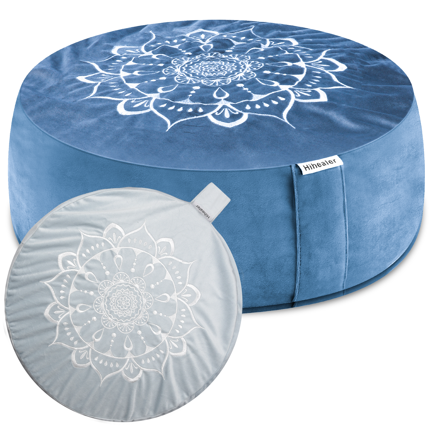 Hihealer Meditation Cushion, Traditional Tibetan Meditation Pillow Velvet Cover - Large Floor Cushion Seating for Adults - Yoga Buckwheat Bolster for Women、Moms