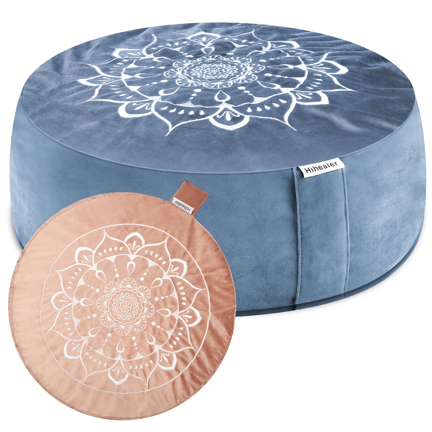 Hihealer Meditation Cushion, Traditional Tibetan Meditation Pillow Velvet Cover - Large Floor Cushion Seating for Adults - Yoga Buckwheat Bolster for Women、Moms