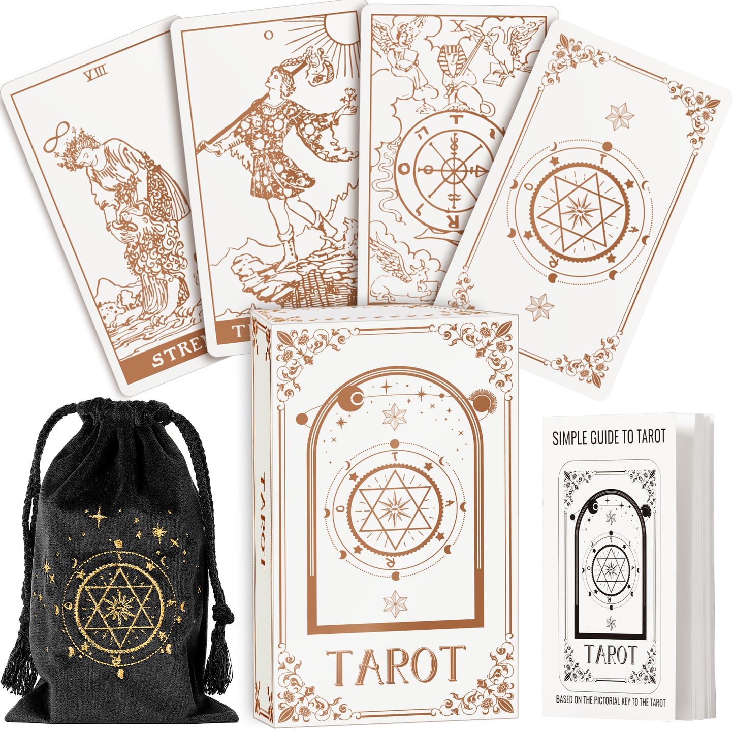 Hihealer 78 Tarot Cards Deck with Guide Book and Linen Carry Bag, Classic Original Tarot Cards for Beginners to Experts, Witchy Gifts for Women