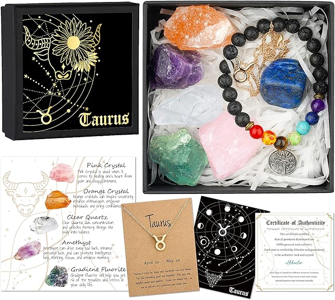 Zodiac Sign Gifts Spiritual Gifts Horoscope Gifts with Zodiac Stone Necklace and Chakra Bracelet Cancer Astrology Crystal Set and Healing Stone Gifts