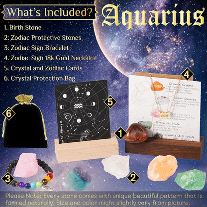 Zodiac Sign Gifts Spiritual Gifts Horoscope Gifts with Zodiac Stone Necklace and Chakra Bracelet Cancer Astrology Crystal Set and Healing Stone Gifts