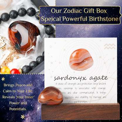 Zodiac Sign Gifts Spiritual Gifts Horoscope Gifts with Zodiac Stone Necklace and Chakra Bracelet Cancer Astrology Crystal Set and Healing Stone Gifts