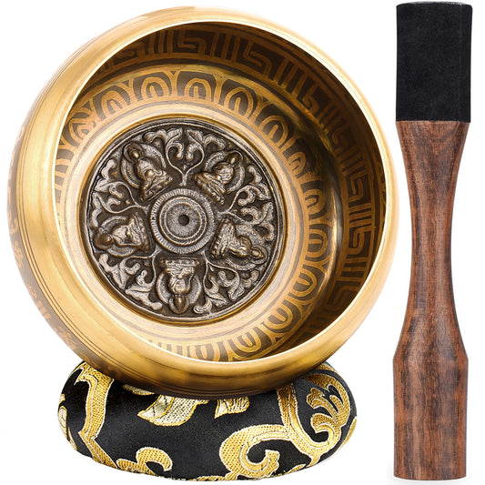 Tibetan Singing Bowl Set — Meditation Sound Bowl Handcrafted in Nepal for Yoga, Chakra Healing, Mindfulness, and Stress Relief — Self-Care Spiritual Gifts for Women and Men