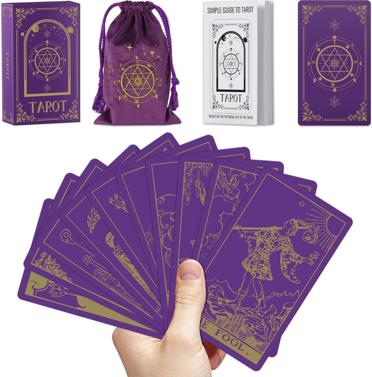 Hihealer Witchy Gifts for Women 78 Classic Original Tarot Cards Deck Fortune Telling Game for Beginners to Expert with Guide Book & Linen Carry Bag