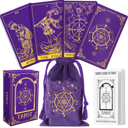 Hihealer 78 Tarot Cards Deck with Guide Book and Linen Carry Bag, Classic Original Tarot Cards for Beginners to Experts, Witchy Gifts for Women