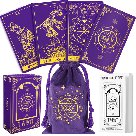 Hihealer 78 Tarot Cards Deck with Guide Book and Linen Carry Bag, Classic Original Tarot Cards for Beginners to Experts, Witchy Gifts for Women