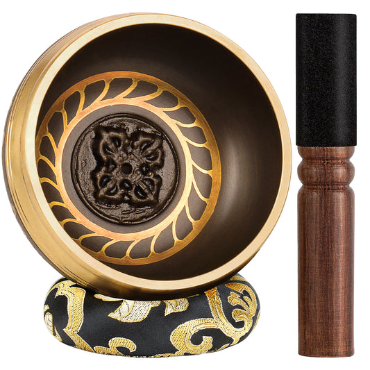 Tibetan Singing Bowl Set — Meditation Sound Bowl Handcrafted in Nepal for Yoga, Chakra Healing, Mindfulness, and Stress Relief — Self-Care Spiritual Gifts for Women and Men