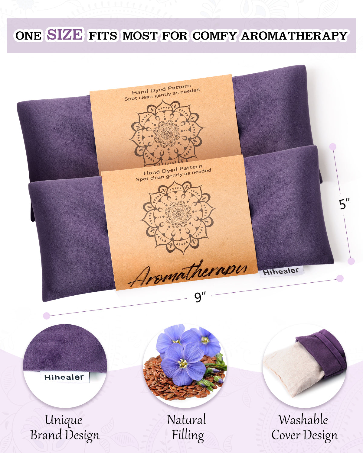 Weighted Eye Mask for Sleep, Yoga, Meditation, Lavender Eye Pillow Heated for Headache, Sinus, Dry Eyes Relief, Moist Heat Mask Purple Relaxation Gifts for Mom Grandma