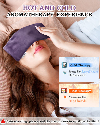 Weighted Eye Mask for Sleep, Yoga, Meditation, Lavender Eye Pillow Heated for Headache, Sinus, Dry Eyes Relief, Moist Heat Mask Purple Relaxation Gifts for Mom Grandma