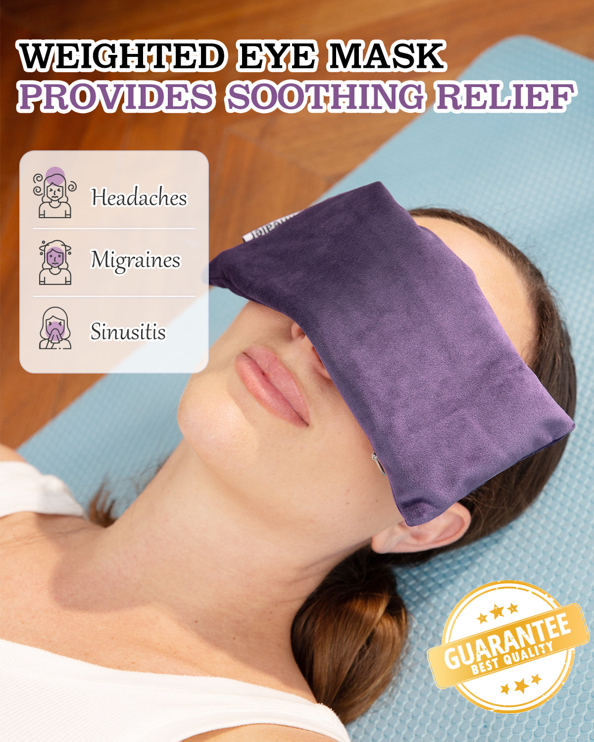 Weighted Eye Mask for Sleep, Yoga, Meditation, Lavender Eye Pillow Heated for Headache, Sinus, Dry Eyes Relief, Moist Heat Mask Purple Relaxation Gifts for Mom Grandma