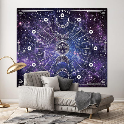 Space Tapestry Wall Hanging Sun Moon Stars Space PsychedelicTapestries Wall Tapestry for Bedroom Aesthetic Home Wall Dorm Décor