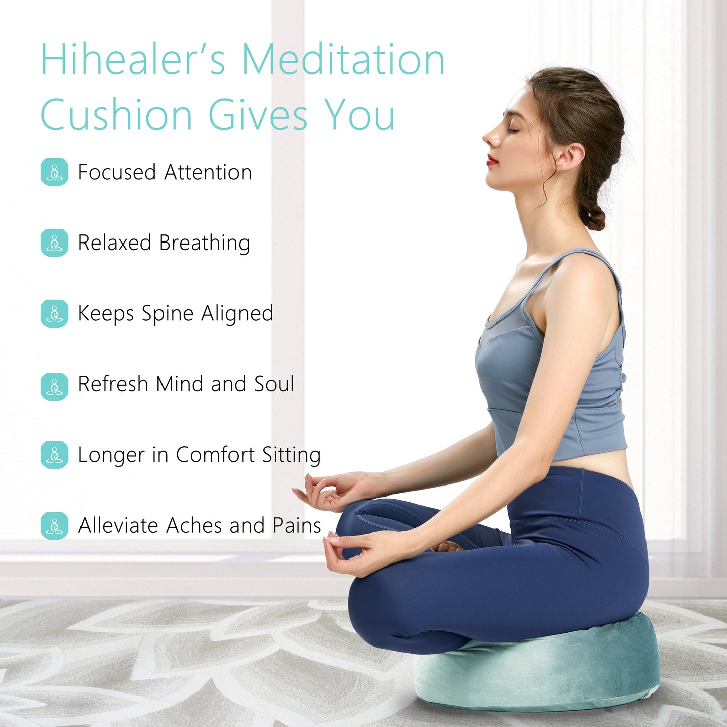 Hihealer Meditation Cushion -Tibetan Floor Pillow with Extra Cover for Women Large Comfortable Floor Cushion Mat Buckwheat for Adults Meditation Gifts for Women,Men