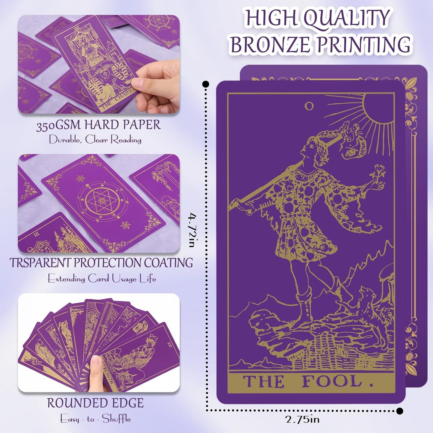 Hihealer Witchy Gifts for Women 78 Classic Original Tarot Cards Deck Fortune Telling Game for Beginners to Expert with Guide Book & Linen Carry Bag