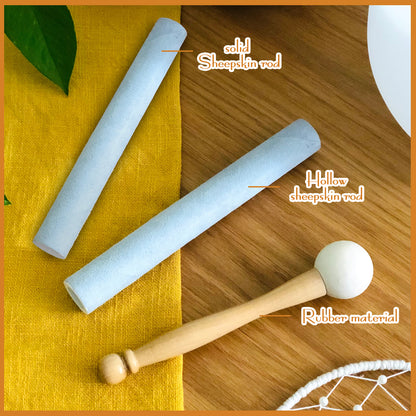 3 Singing Bowl Mallet Set, Crystal Rubber Mallet With Wooden Handle For Playing Singing Bowl, Tibetan Singing Bowl Mallet Meditation Accessories Meditation Yoga Relaxation Treatment Gift(white)