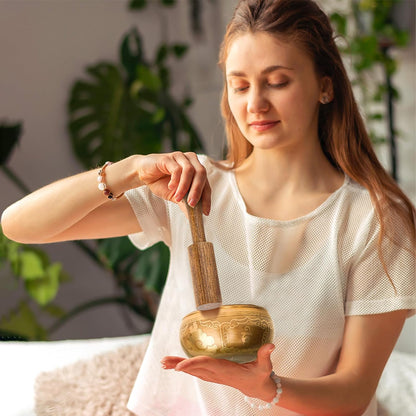 2Pcs Singing Bowl Mallet 100% Hand-Sculptured in Nepal Tibetan Singing Bowl Wooden Mallet Striker Sound Bowl Stick Meditation Accessories for Meditation Yoga Relaxation Healing Gifts(Classic Style)