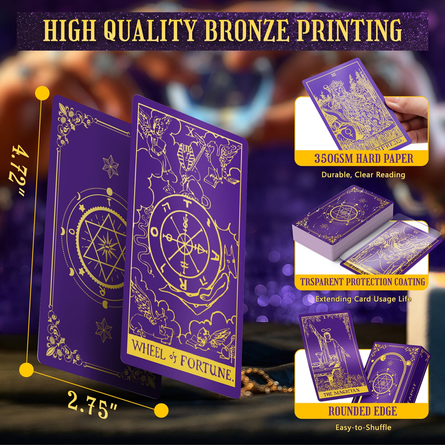 Hihealer 78 Tarot Cards Deck with Guide Book and Linen Carry Bag, Classic Original Tarot Cards for Beginners to Experts, Witchy Gifts for Women