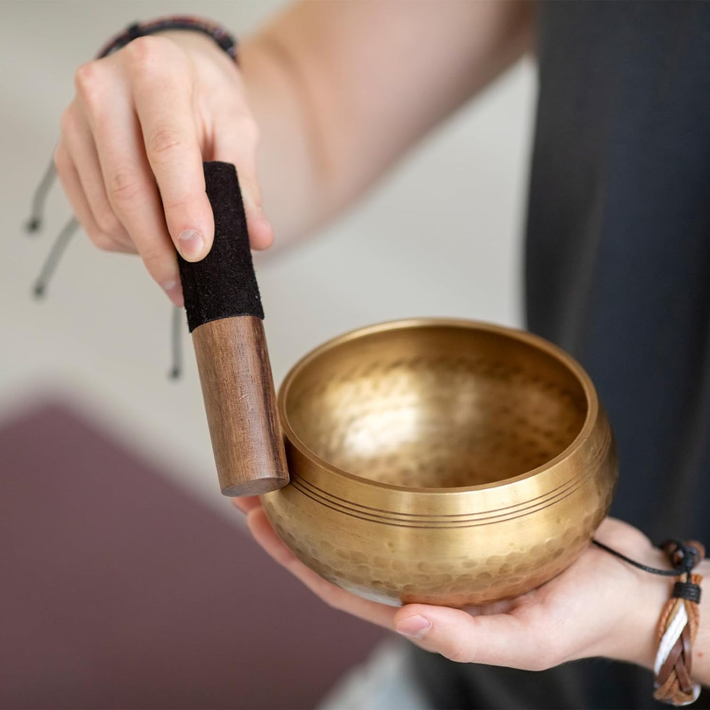 2Pcs Singing Bowl Mallet 100% Hand-Sculptured in Nepal Tibetan Singing Bowl Wooden Mallet Striker Sound Bowl Stick Meditation Accessories for Meditation Yoga Relaxation Healing Gifts( Streamline)