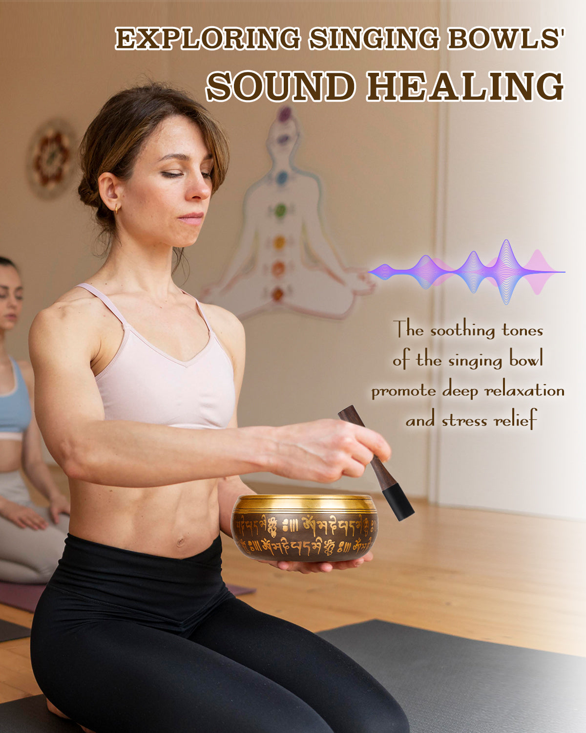 Tibetan Singing Bowl Set — Meditation Sound Bowl Handcrafted in Nepal for Yoga, Chakra Healing, Mindfulness, and Stress Relief — Self-Care Spiritual Gifts for Women and Men