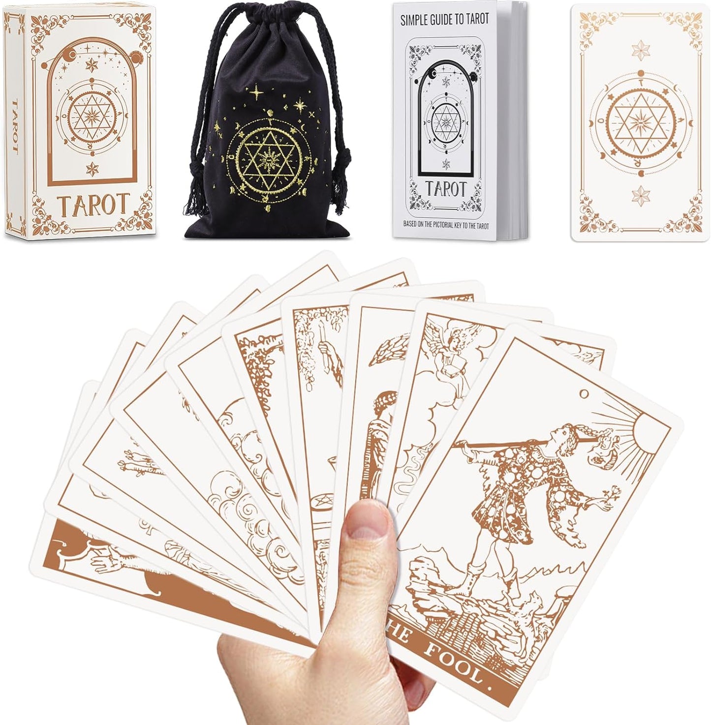 Hihealer Witchy Gifts for Women 78 Classic Original Tarot Cards Deck Fortune Telling Game for Beginners to Expert with Guide Book & Linen Carry Bag