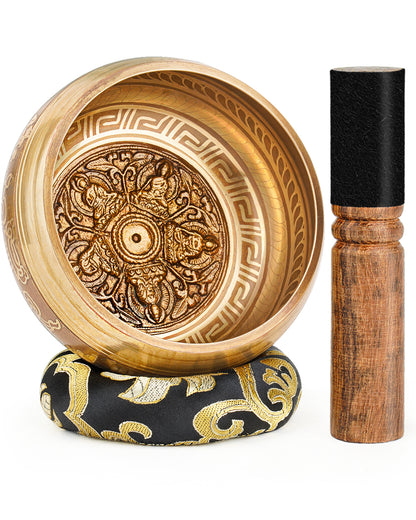 4.5” Large Tibetan Singing Bowls, Singing Sound Bowl Handcrafted in Nepal for Yoga,Chakra Healing,Stress Relief Self Care Gifts for Women and Men(4.5" Buddha)