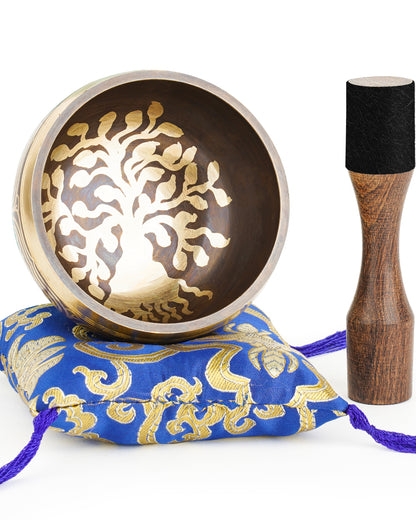 4” Tibetan Singing Bowls, Singing Sound Bowl Handcrafted in Nepal for Yoga,Chakra Healing,Stress Relief —Unique Spiritual Gifts for Women and Men(4" tree-of-life)