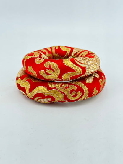 2PCS Silk Brocade Ring Cushion Pillow for Tibetan Singing Bowls 100% Hand-Made From Nepal