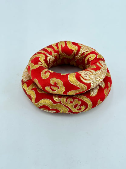 2PCS Silk Brocade Ring Cushion Pillow for Tibetan Singing Bowls 100% Hand-Made From Nepal