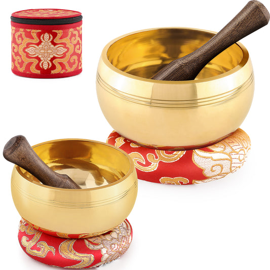 2-Pack Tibetan Singing Bowls Set - 100% Handmade in Nepal, Sound Bowl Meditation Set for Yoga, Chakra Healing, Meditation Gifts, Unique Gifts for Women
