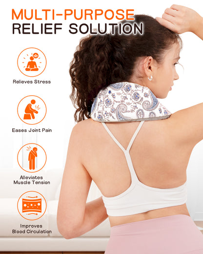 Heating Pad for Neck and Back, Extra Long Microwavable Weighted Moist Heat Pack, Reusable Neck and Back Wrap for Sore Muscles & Stress Relief