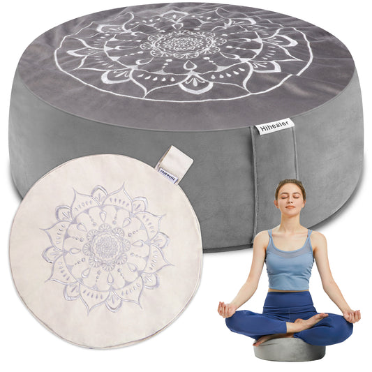 Hihealer Meditation Cushion -Tibetan Floor Pillow with Extra Cover for Women Large Comfortable Floor Cushion Mat Buckwheat for Adults Meditation Gifts for Women,Men