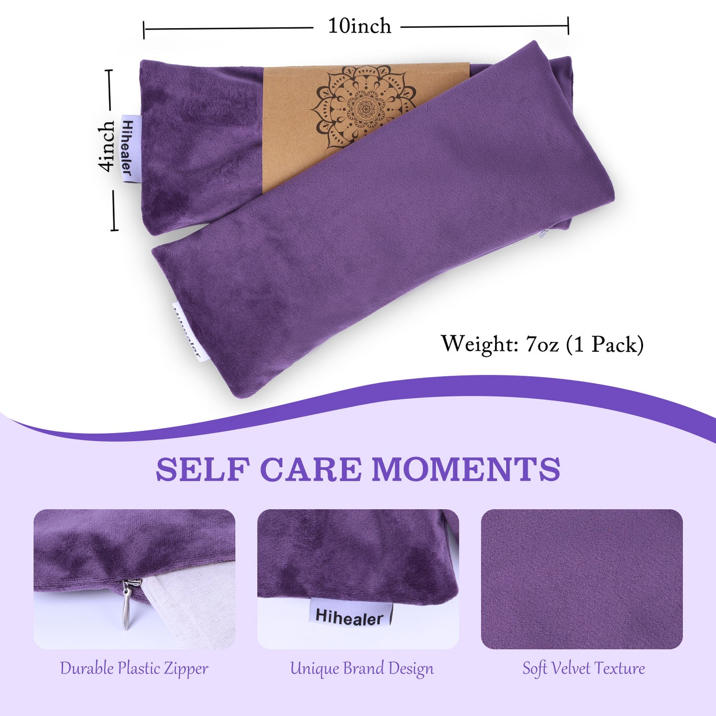 Hihealer 2 Pack Lavender Eye Pillow for Meditation for Women Weighted Eye Mask Heated for Sinus, Moist Heat Eye Compress, Meditation Accessories with Aromatherapy Relaxation Gift